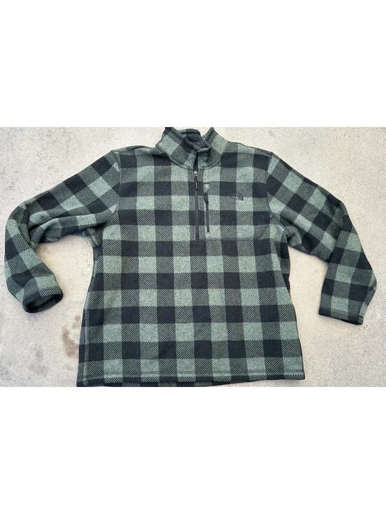 The North Face Men's Pullover 1/4 Zip Size XXL Green Black Checkered Pattern