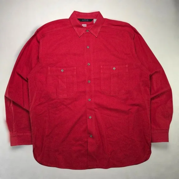 VTG The North Face Button Down Shirt Red Mens Sz M/L Canvas Long Sleeve TNF GORP
