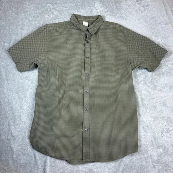 The North Face Shirts Mens L A5 Series Short Sleeve Button Up‎ Olive Green Check