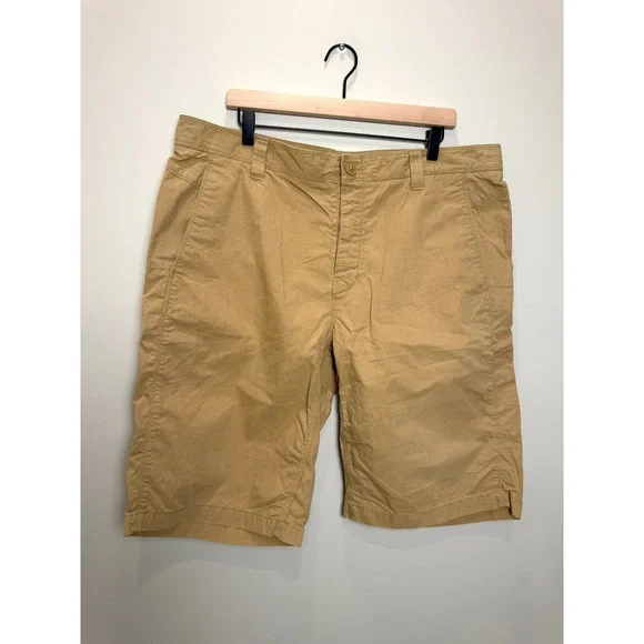 The North Face Mens 40 Tan Khaki Brown‎ Cotton Blend Button Fly Shorts Outdoors