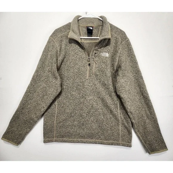 The North Face Men's 1/4 Zip Fleece Pullover Cozy Sweater Beige Size L‎
