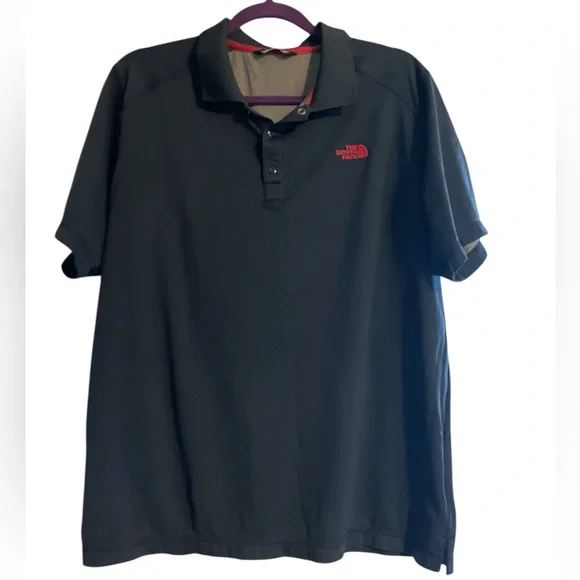 The North Face Navy Polo‎ Shirt - Moisture Wicking, Size Large, Red Logo