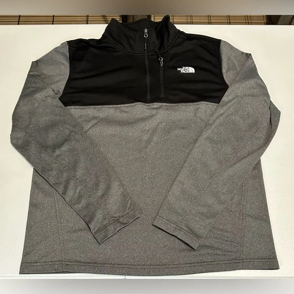 The‎ North Face Quarter Zip Pullover Men's Gray Black Jacket Large Pullover Soft