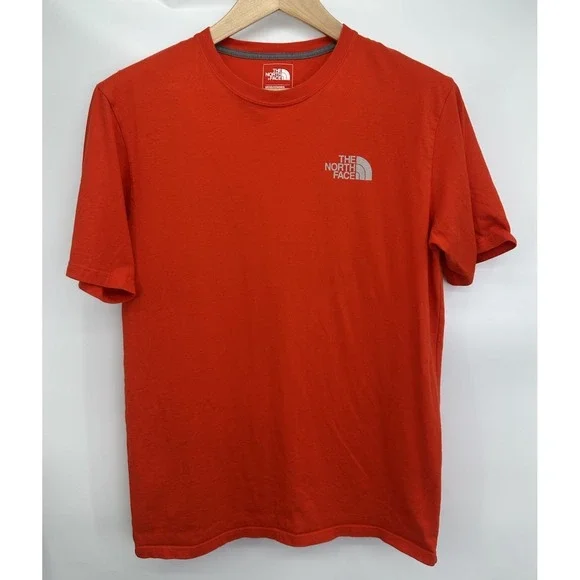 The‎ North Face Shirt Men's M Orange Red Graphic Logo Standard Fit Short Sleeve