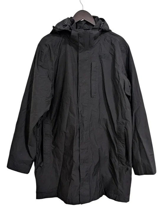 The North Face HyVent Black Hooded Rain Jacket Parka Men's XL