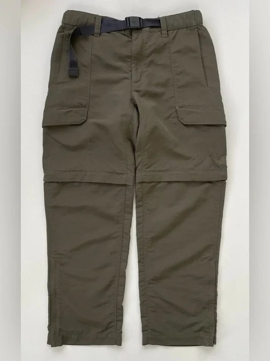Men’s Medium The North Face Taupe Green Ripstop Webbing Belted Convertible Pants