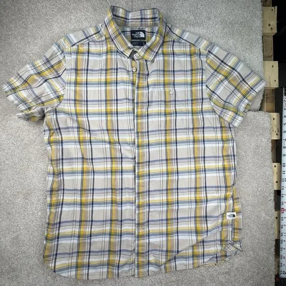 The North Face Mens Shirt Size XL‎ Blue Yellow Plaid SS Buttonup