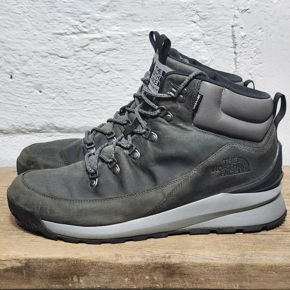 The North Face Berkeley Leather Hiking Ankle Boots Mens US 12 Gray Waterproof‎