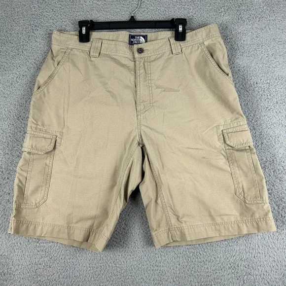 North Face Cargo Shorts‎ Mens 38 Khaki Tan Outdoor Hiking Ripstop Pockets S17