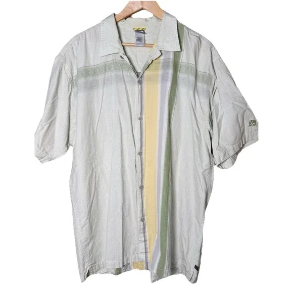 The North Face A5 Series Vintage Short‎ Sleeve Button Up Green Colorblock XL