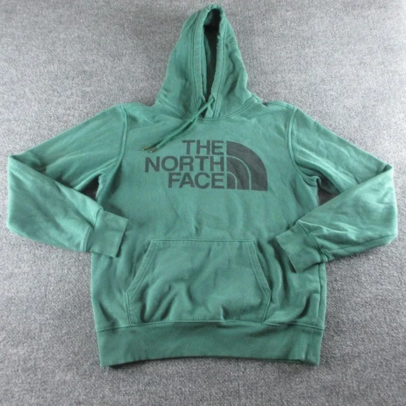 The North Face Hoodie Mens S Green Fleece Pullover Kangaroo Pocket Sweatshirt