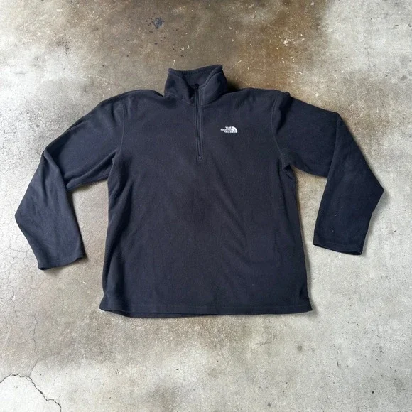 The North Face Fleece Pullover Mens Medium Black Quarter Zip TKA 100