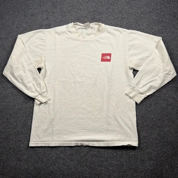 Vintage The North Face Long Sleeve T-Shirt Mens Medium White Graphic Mountain