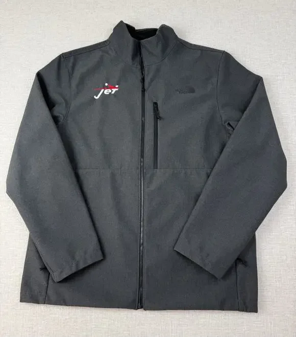 The North Face Soft Shell Jacket Mens Large Gray Full Zip Jet Embroidered Logo