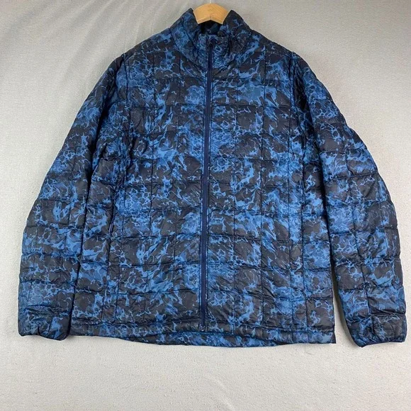 The North Face Mens Thermoball Puffer Jacket Large Blue Camo