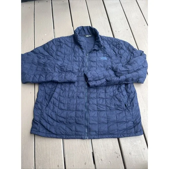 THE NORTH FACE Men's Thermoball Eco Jacket Quilted Puffer Full Zip Blue Large