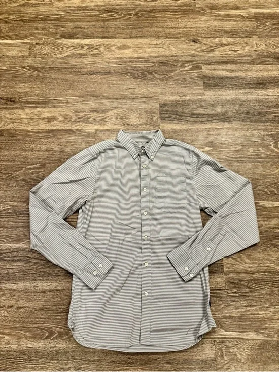 The North Face Men's Striped Button Down Shirt Gray Small Stretch Hiking