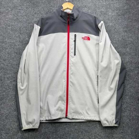 The North Face Softshell Jacket Mens Medium Gray Long Sleeve Outdoor Hiking