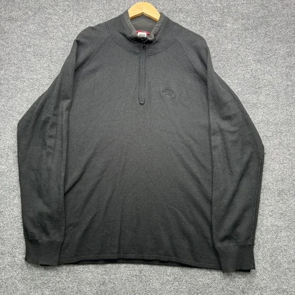 The North Face Quarter Zip Sweater Mens XXL Black Long Sleeve Wool Blend Casual