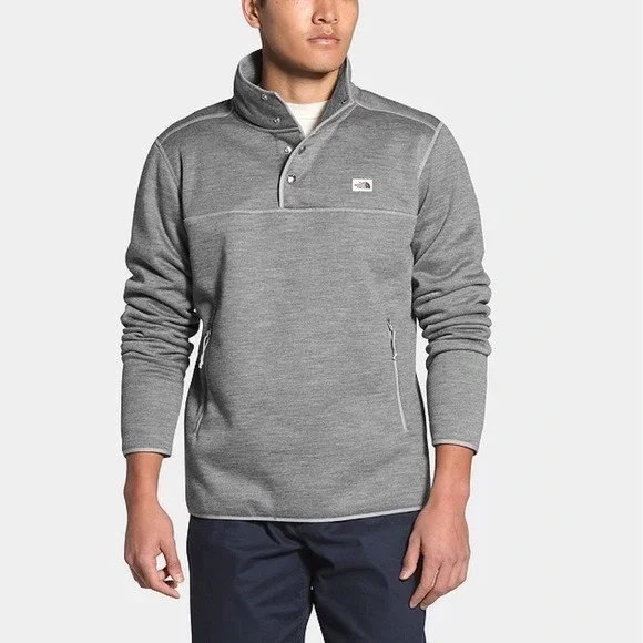 The North Face Mens Patrol Gray Sherpa Lined Snap L Pullover Sweater Jacket‎ #23
