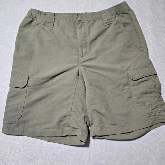 The North Face Mens Paramount Cargo Shorts Olive Green Nylon Hiking Size 34