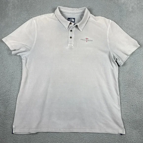 The North Face Telluride Polo Shirt Mens XL Gray Short Sleeve Cotton Pique Logo