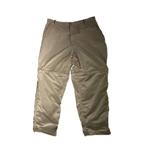 The North Face Convertible Hiking Pants Mens 36 Khaki Ripstop Nylon Zip Off