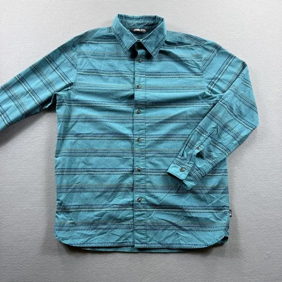 The North Face Shirt Mens‎ Large Blue Striped Long Sleeve Button Front Casual