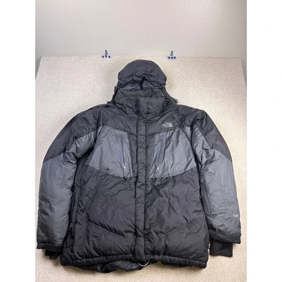 The North Face Summit Series 700 Down Puffer Jacket Mens Large Black Grey Parka
