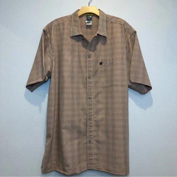 The North Face A5 Series Short Sleeve Button-Down in Brown& Orange Plaid size XL
