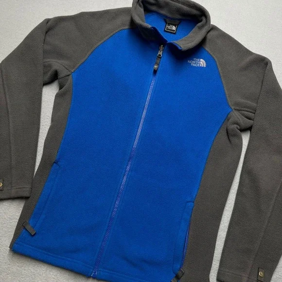 The North Face Fleece Jacket Blue Gray Zip Up Outdoor Hiking Adult‎ Medium pile