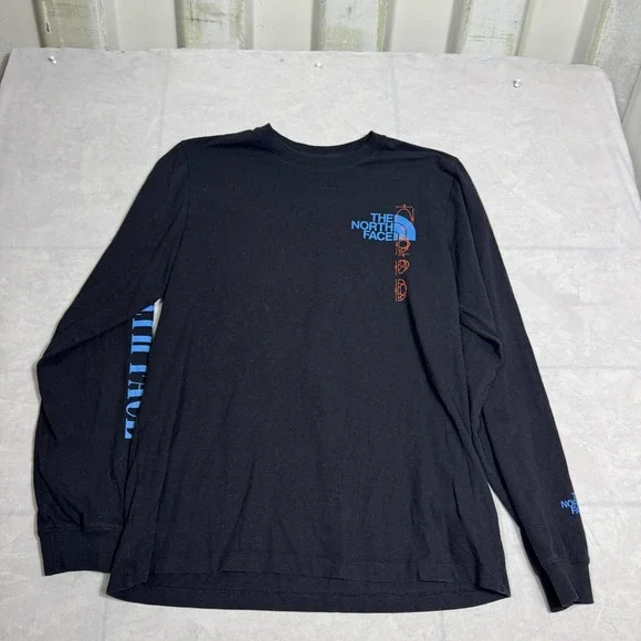 The North Face Mens T-Shirt Black Long Sleeve Everyday Comfort Graphic Tee Large