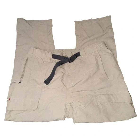The North Face Hiking Pants Mens 36 Tan Khaki Belted Convertible zip off shorts