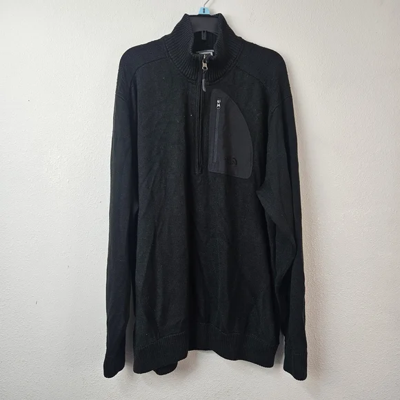 The North Face Mens XL 1/4 Zip Pullover Fleece Mock Neck Outdoor Black