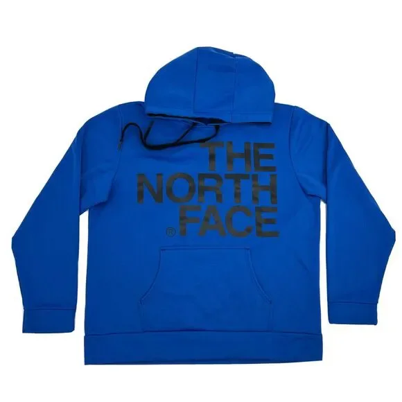 The North Face Hoodie Men XL‎ Blue Pullover Pocket Big Logo Fleece Sweatshirt