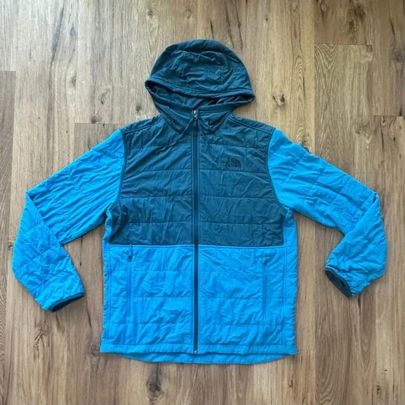 The North‎ Face Mens Blue Quilted Lightweight Insulated Hooded Jacket Size Large