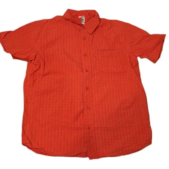 The North Face Red Orange Plaid Short-Sleeve Hiking Shirt Large Gorpcore