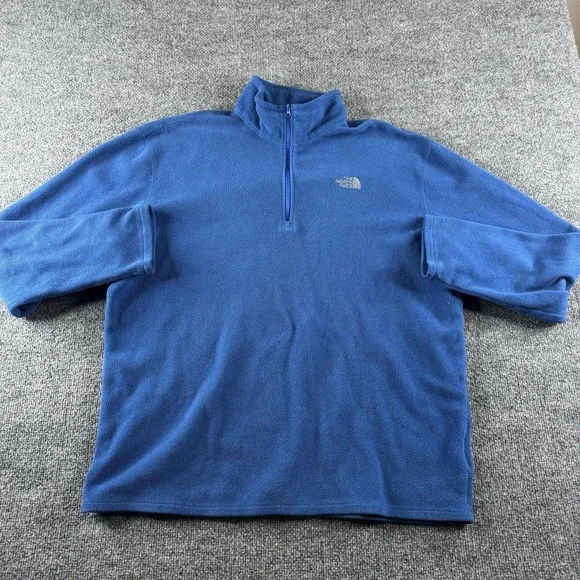 The North Face Pullover Mens XL Blue Fleece 1/4 Zip Mock Neck Hiking Outdoor