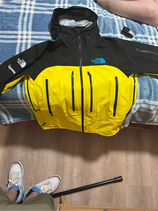Supreme x The Northface Black and Yellow Taped Seam Shell Jacket