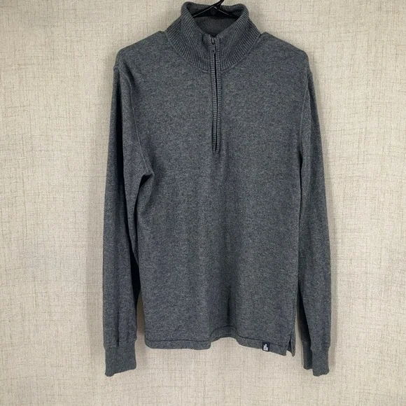 The North Face Mens Sz S Gray Wool‎ Blend 1/4 Zip Mock Neck Sweater Preppy