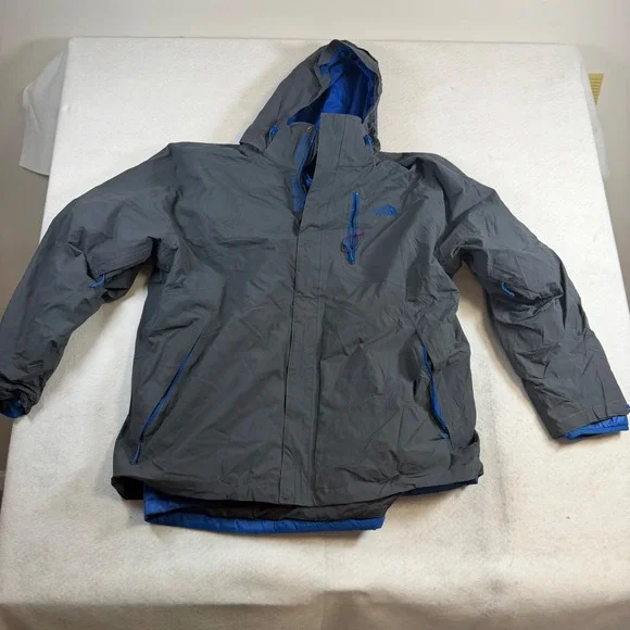 The North Face Mens 3-in-1 Triclimate Jacket Gray Blue Waterproof Hooded XXXL