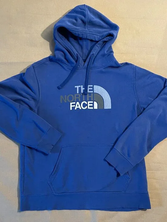 North Face Men's Hoodie Size M Blue Logo Oversized Gorpcore Outdoors Hiking