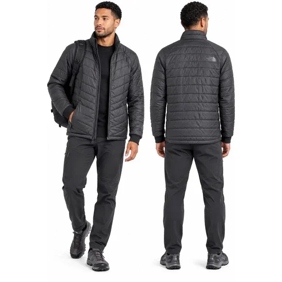 The North Face Black Quilted Puffer Jacket Full Zip Mock Neck‎ L Gorpcore 63-11