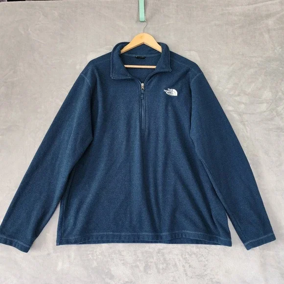 The North Face Fleece Pullover Mens Size XL Blue Textured Knit 1/4 Zip Jacket