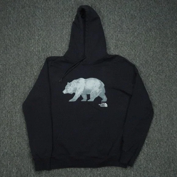 The North‎ Face Hoodie Mens Small Blue Bear Long Sleeve Pullover Hooded