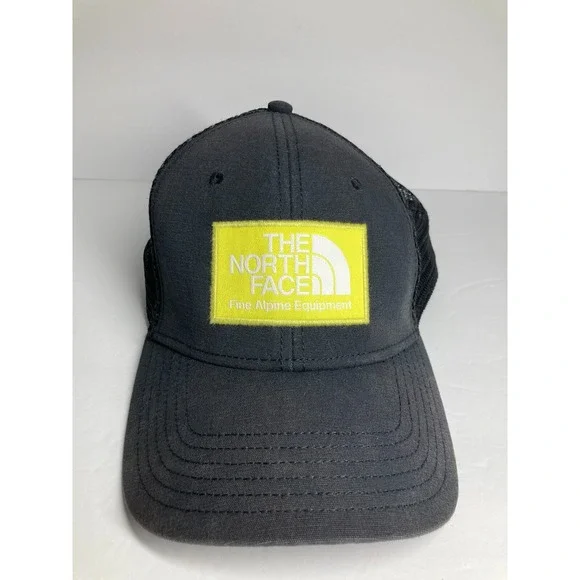 The North Face Trucker Hat Cap Adult  Black Neon Fine Alpine Equipment Patch