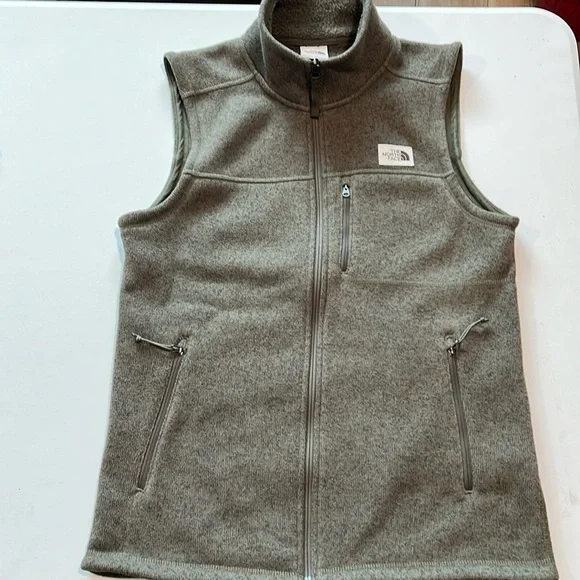 North Face‎ - men’s, unisex army green fleece vest, small