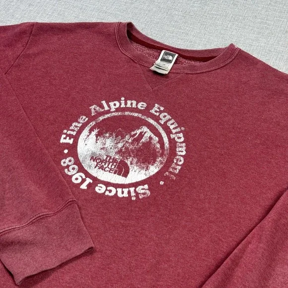 The North Face Fleece‎ Sweatshirt Mens L Red Pullover Graphic Fine Alpine Logo