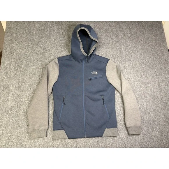 Men's The North Face Blue & Gray Full Zip Soft Shell Hooded Jacket Size Medium