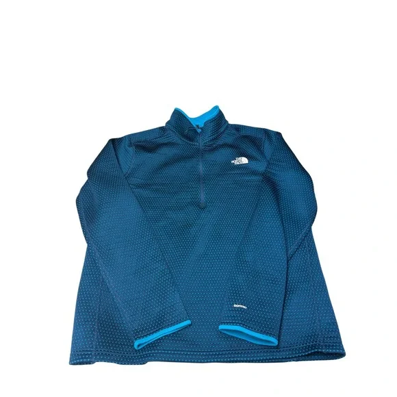 The North Face DotKnit 1/4 Zip Pullover Mens Large Blue NF0A88U6 Circular Design